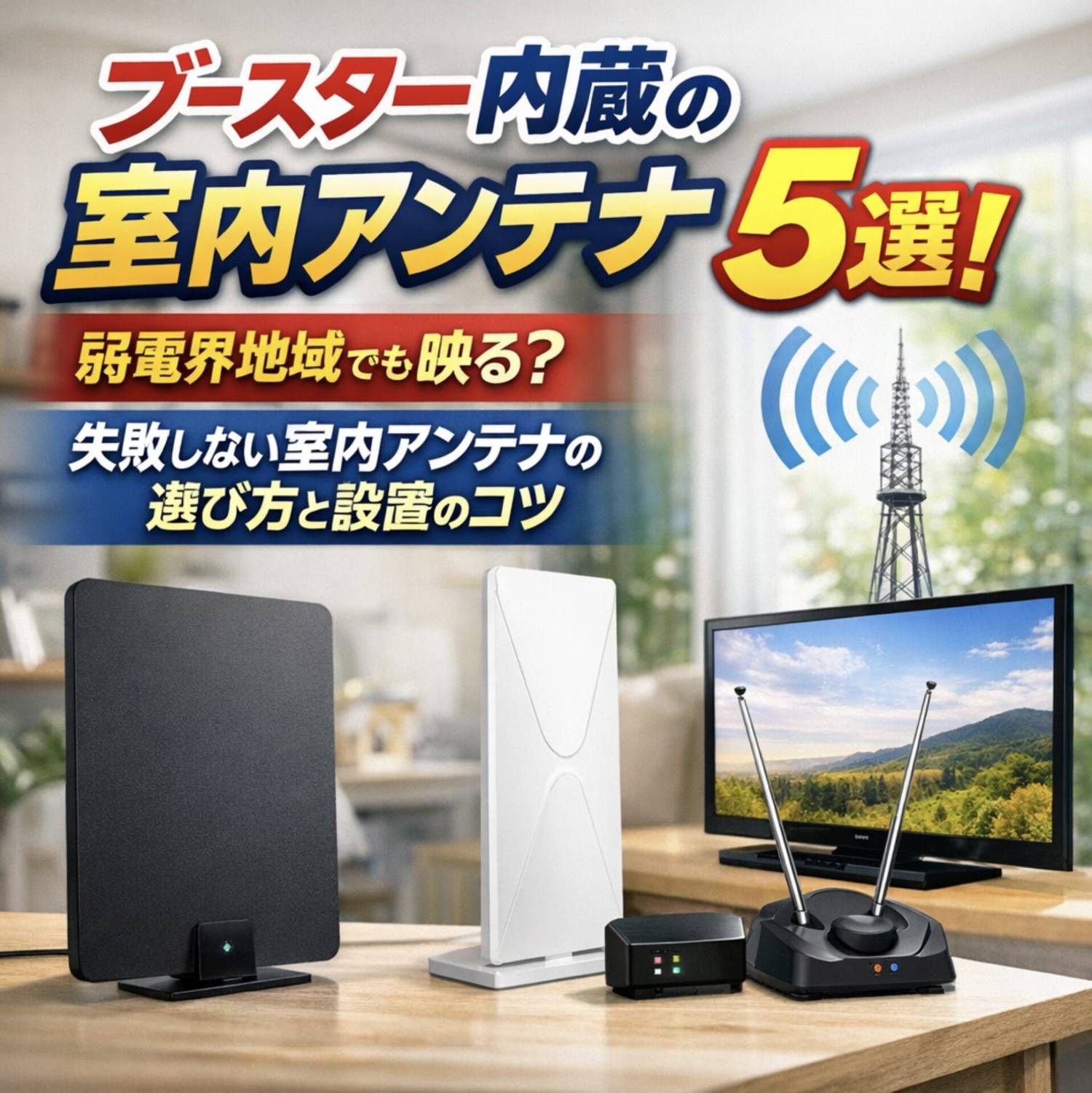 室内アンテナのブースター内蔵モデル！弱電界地域でも映る？失敗しない